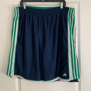 Adidas Mens XL Used Basketball Gym Dazzle Shorts Blue Green and White